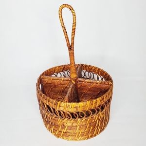Small Wicker Basket with Dividers Boho Dec…